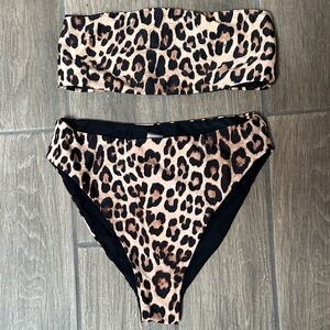 Good American Black Bikini with Leopard print. Size 2/3